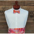 Pink Madras Patchwork Plaid Cummerbund & Bow Tie